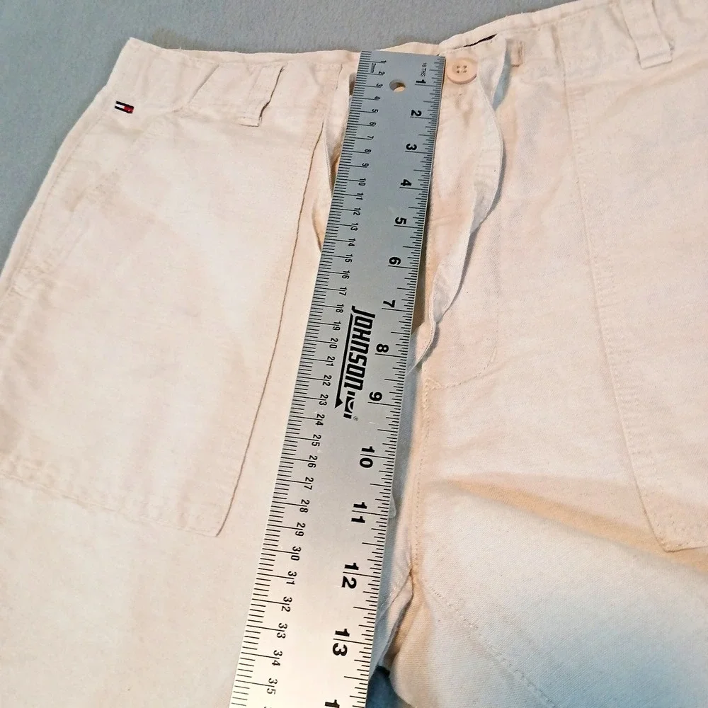 TOMMY HILFIGER Pants Men 36x30 Linen Drawstring Slim Fit Lightweight Chino Beige